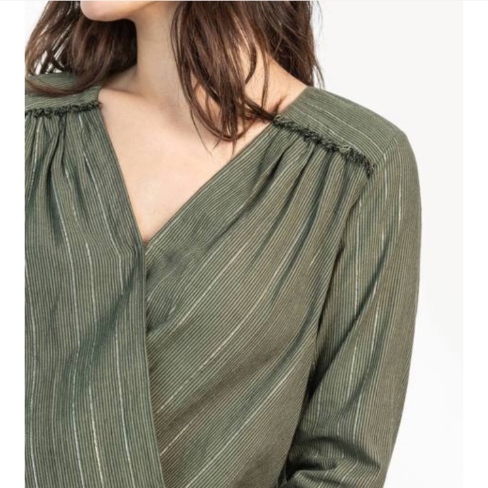 NWT - Lilla P Crossfront Silver Sage Blouse - Picture 3 of 9